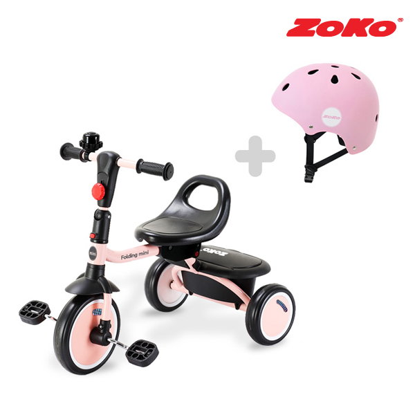 [ZOKO] 조코 폴딩 미니 유아동 세발자전거+헬멧 (핑크+핑크)